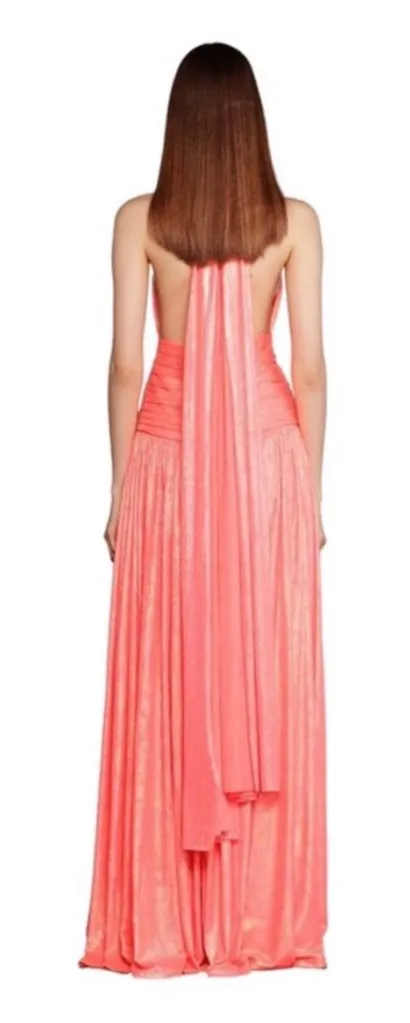 NWT Bronx and Banco Florence Halterneck Metallic Coral Gown Small Prom Wedding - Image 2