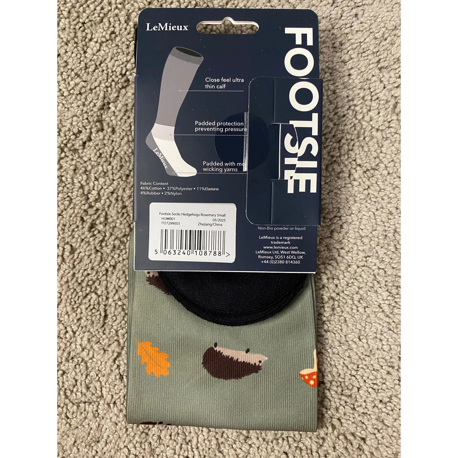 New LeMieux Footsie Riding socks, Hedgehogs Size Small - Image 2