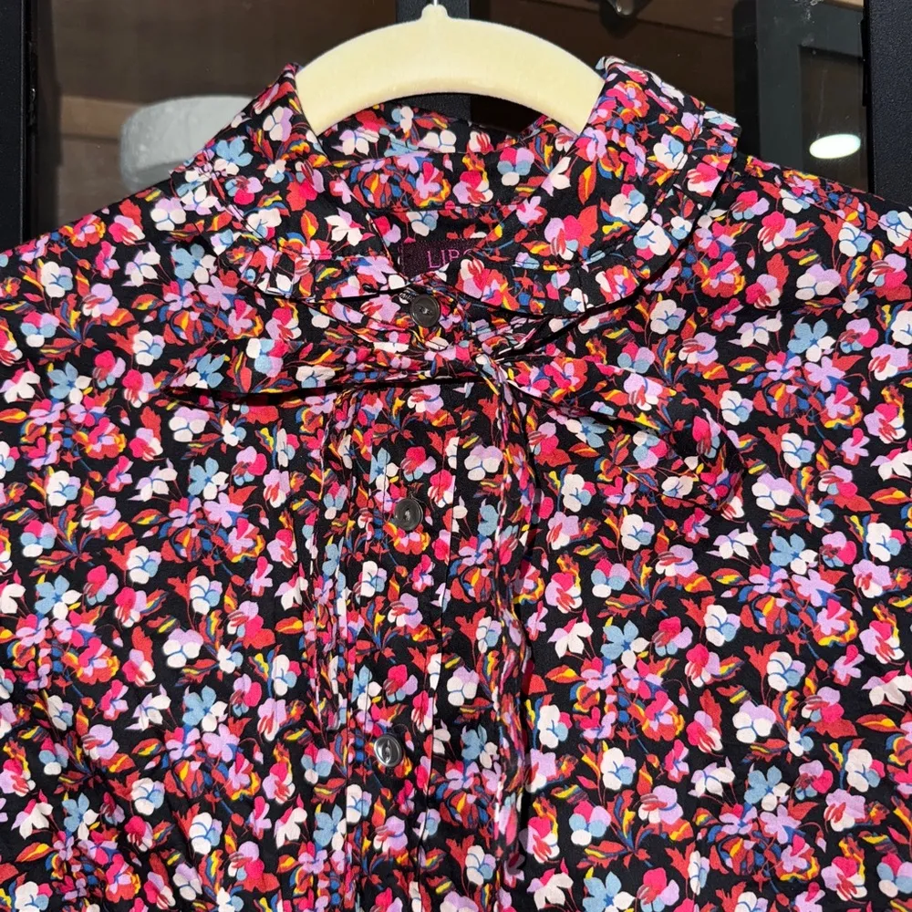 J. CREW Liberty London floral shirt poplin blouse button down tana Lawn colorful - Image 9
