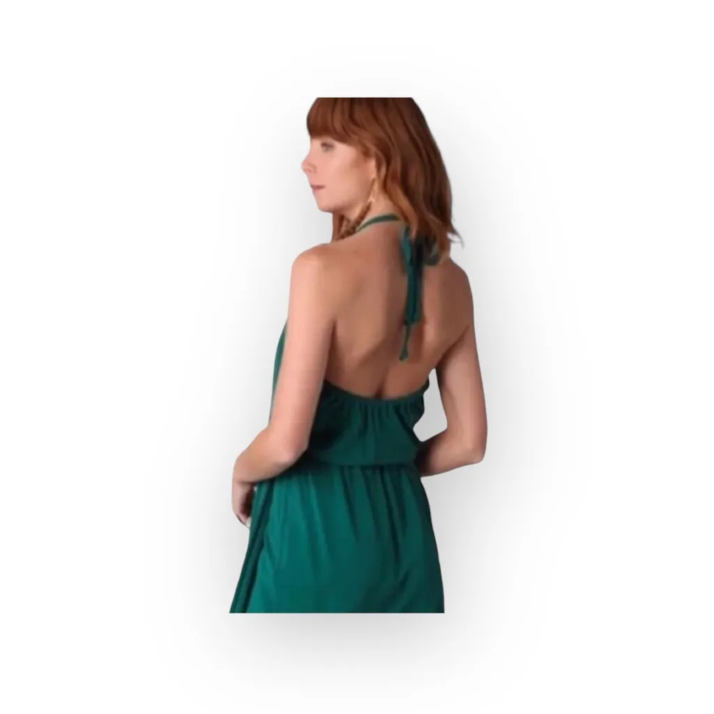 new Haute Hippie ༄ Halter Wrap Cocktail Mini Dress ༄ Emerald Green ༄ Large - Image 9