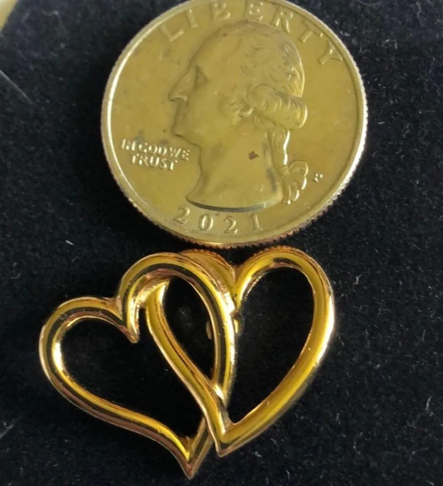 Napier Vintage Gold Tone Double Heart Brooch Scarf Pin - Image 5