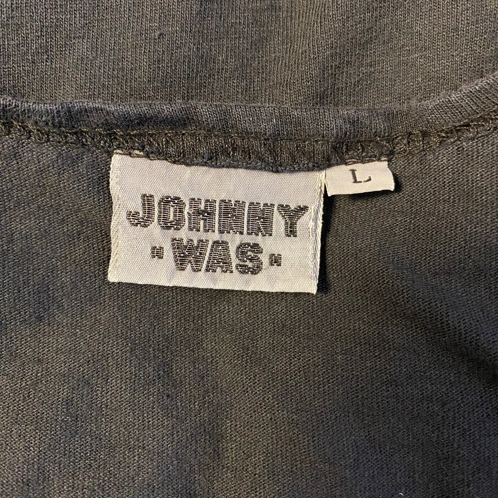 Johnny Was Vintage 90s Black‎ Cotton Linen Fish Beach T-Shirt Dress Size L Boho - Image 2