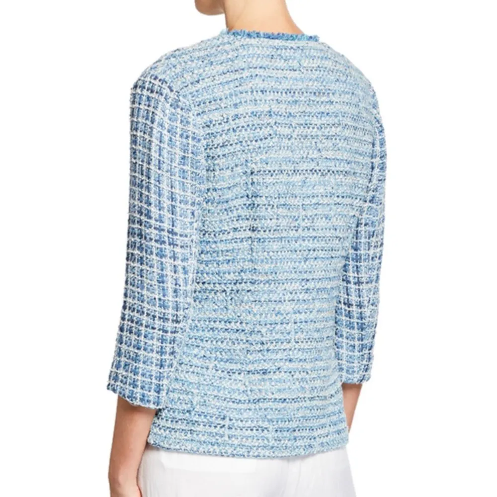 Nic + Zoe Under The Sea Tweed Fringed Jacket size S - Image 3