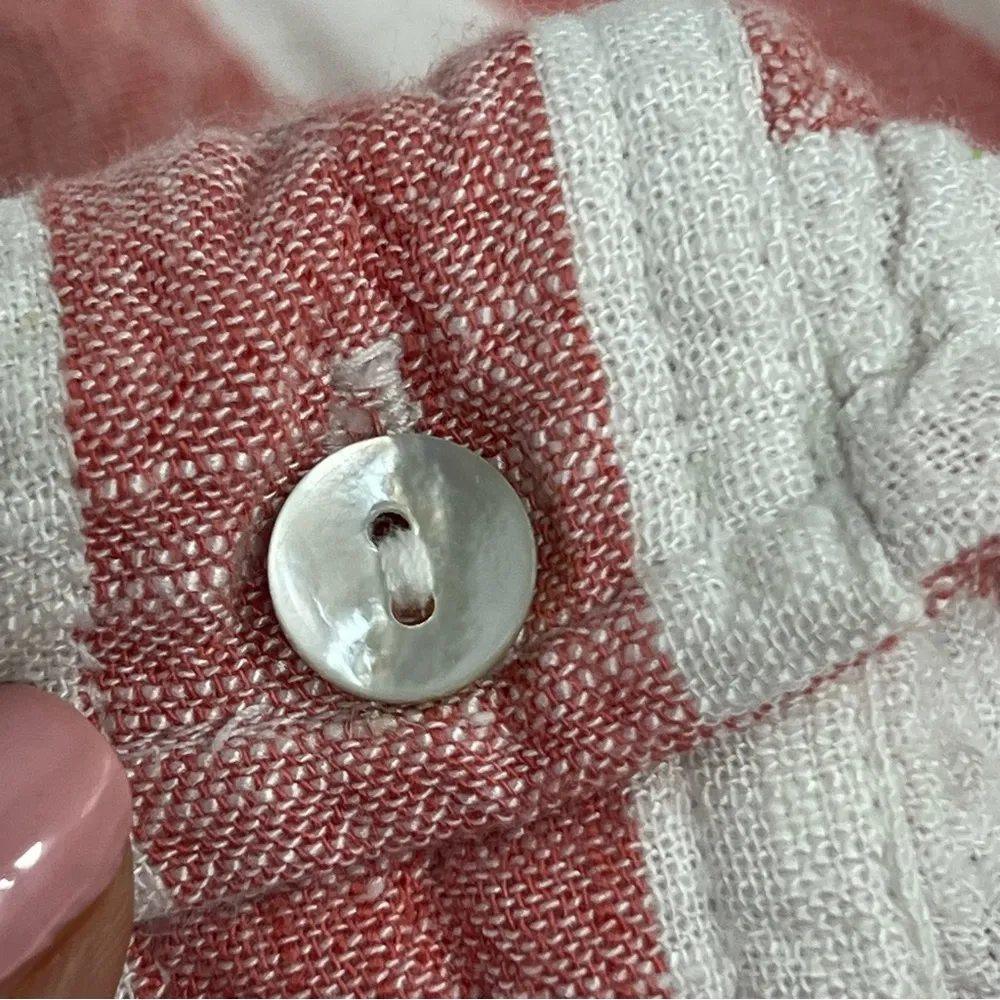 Women’s striped 3x rayon linen lagenlook top collared Beachy casual blouse - Image 9