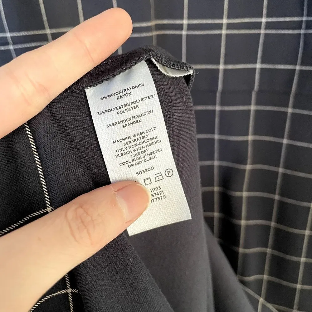 Ann Taylor Petite navy blue white checkered short sleeved dress vintage style - Image 4