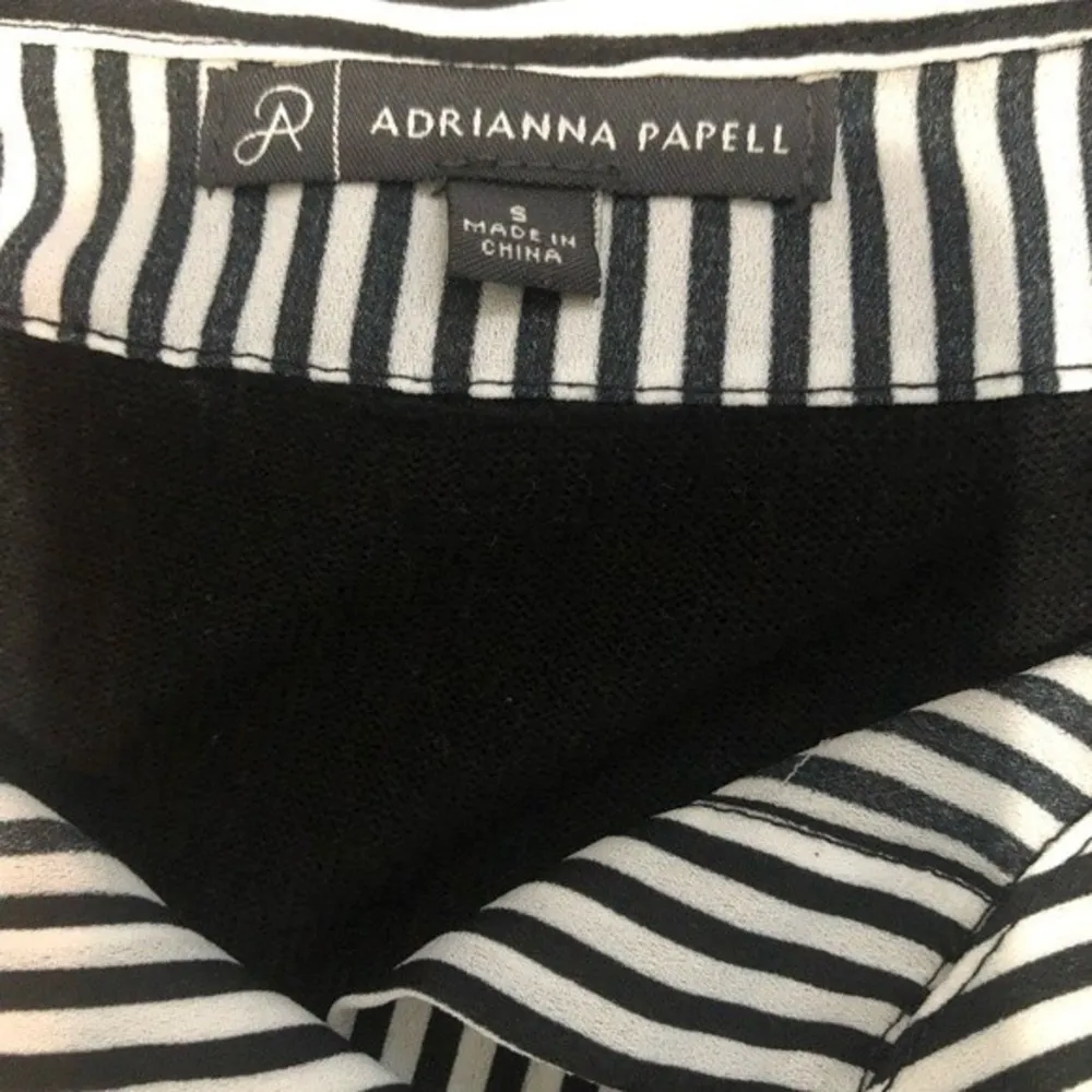 Adrianna Papell Black Striped Scoop Neck Twofer Pullover Sweater - Image 5