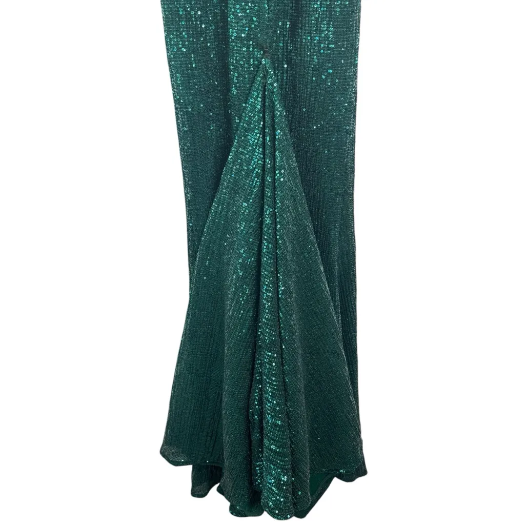 ABYSS BY ABBY Boston Gown Green‎ Sequins Off Shoulder Long Train Pageant Small S - Image 9