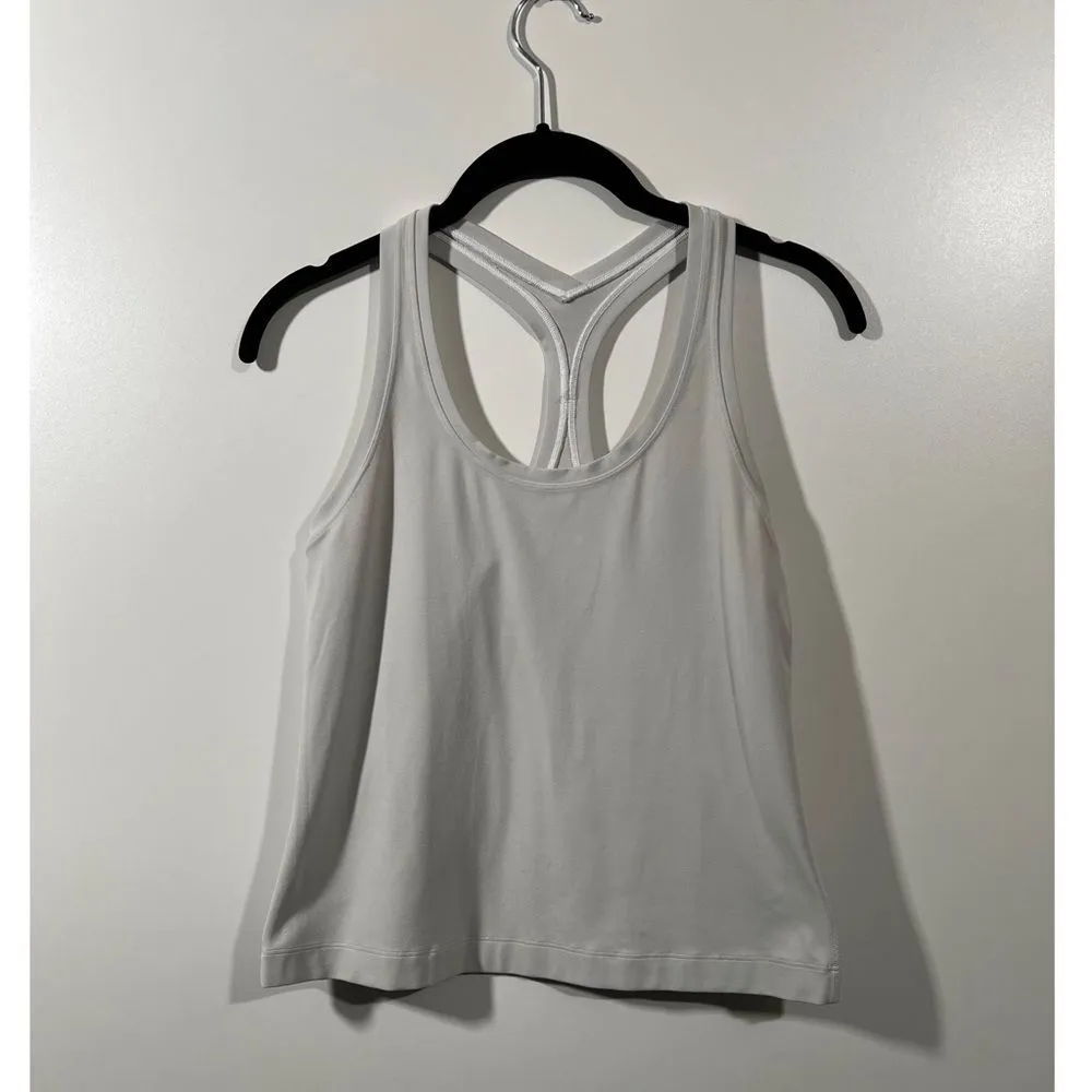 Lululemon Cool Racerback Shorter Length *Nulu White Racerback Tank Top Size 10 - Image 2