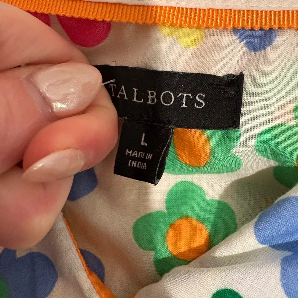 Talbots Floral Patchwork Button-Down Shirt – Bright Multicolor Print, Size Large - Image 3