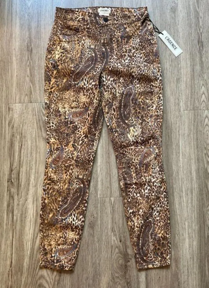 L'AGENCE Margot High-Rise Print Ankle Skinny Paisley Leopard Jeans Size 25 NWT - Image 6