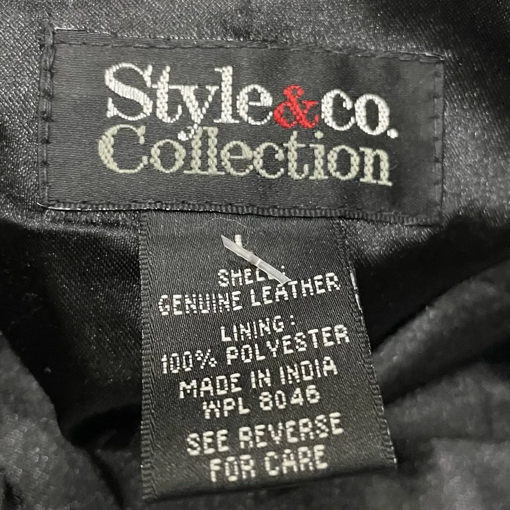 100% leather Style & Co black leather jacket / L / good condition* - Image 7