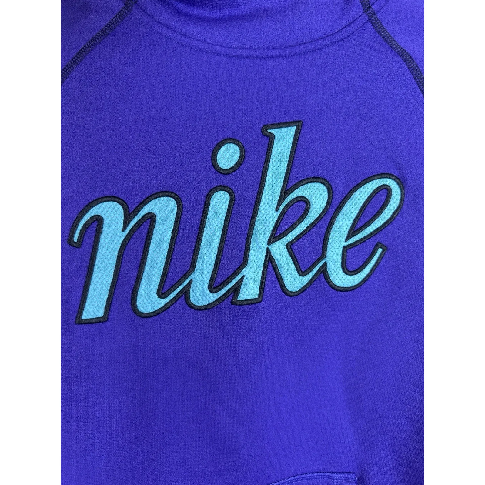 Nike Therma-Fit Purple & Turquoise Logo Pullover Hoodie Size S retro colorful - Image 7