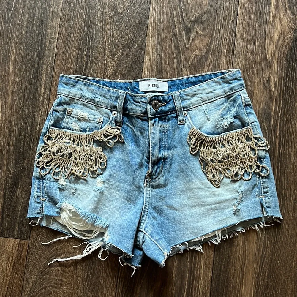 Pistola winston crystal Jean Shorts - Image 3