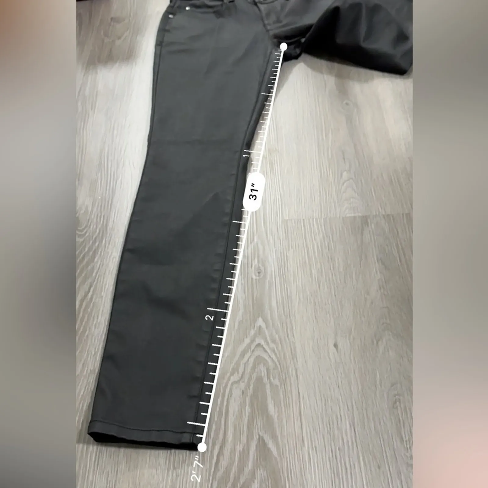 Eileen Fisher Black Coated Light Stretchy Denim Mid‎ Rise Skinny Pants Size 6 - Image 10