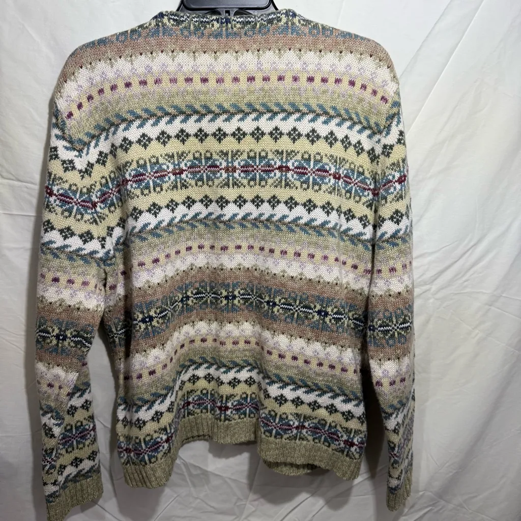 Tiara Intl Fair Isle Women's Multicolor Patterned Button Up Cardigan Vintage XL - Image 2