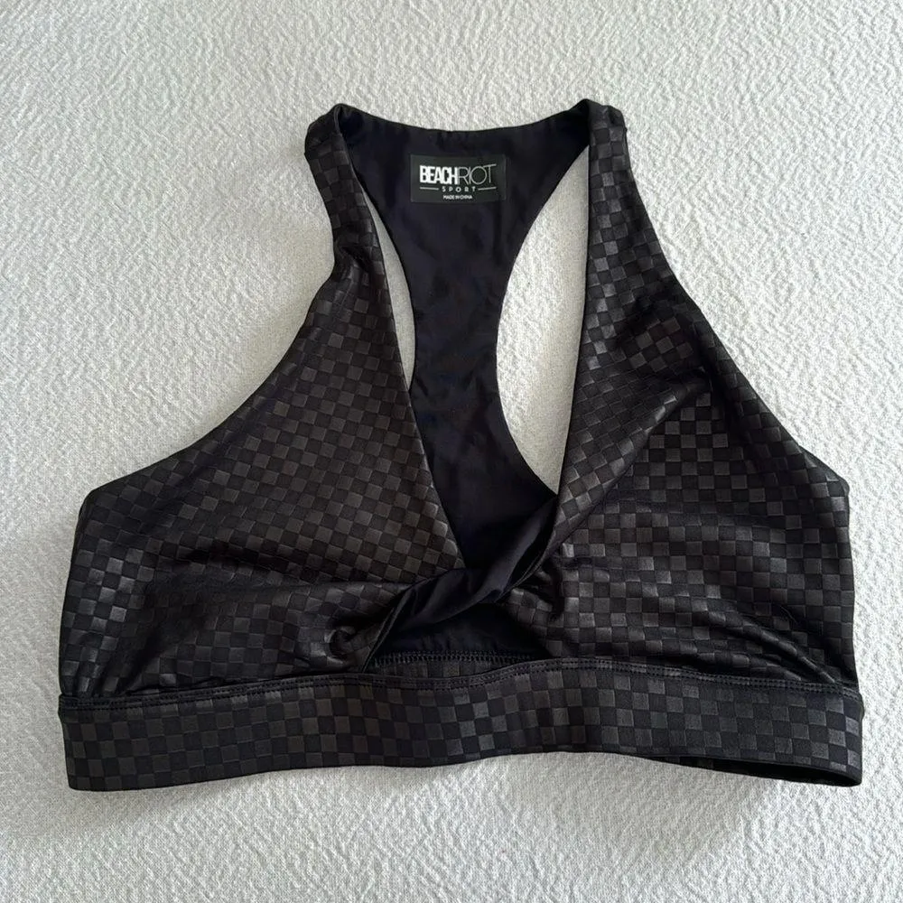 Beach Riot Twist Top in Black Embossed Check, Size Large, $98 - Image 9