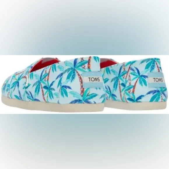 Toms X Paper Source Teal Palm Tree Alpargata Slip On Shoes - Size 11 - Image 4