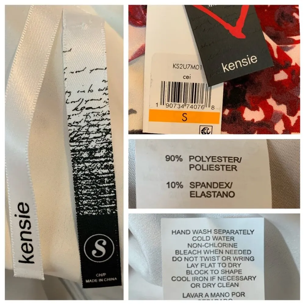 Kensie NEW Women's A Line Short Sleeves Dress Pink Gray Floral NWT Size Small S - Image 9