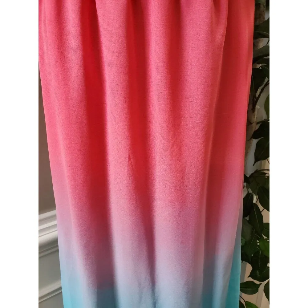 Truth Nyc Women's Red & Blue Polyester Round Neck Sleeveless Long Maxi Dress *XL - Image 4