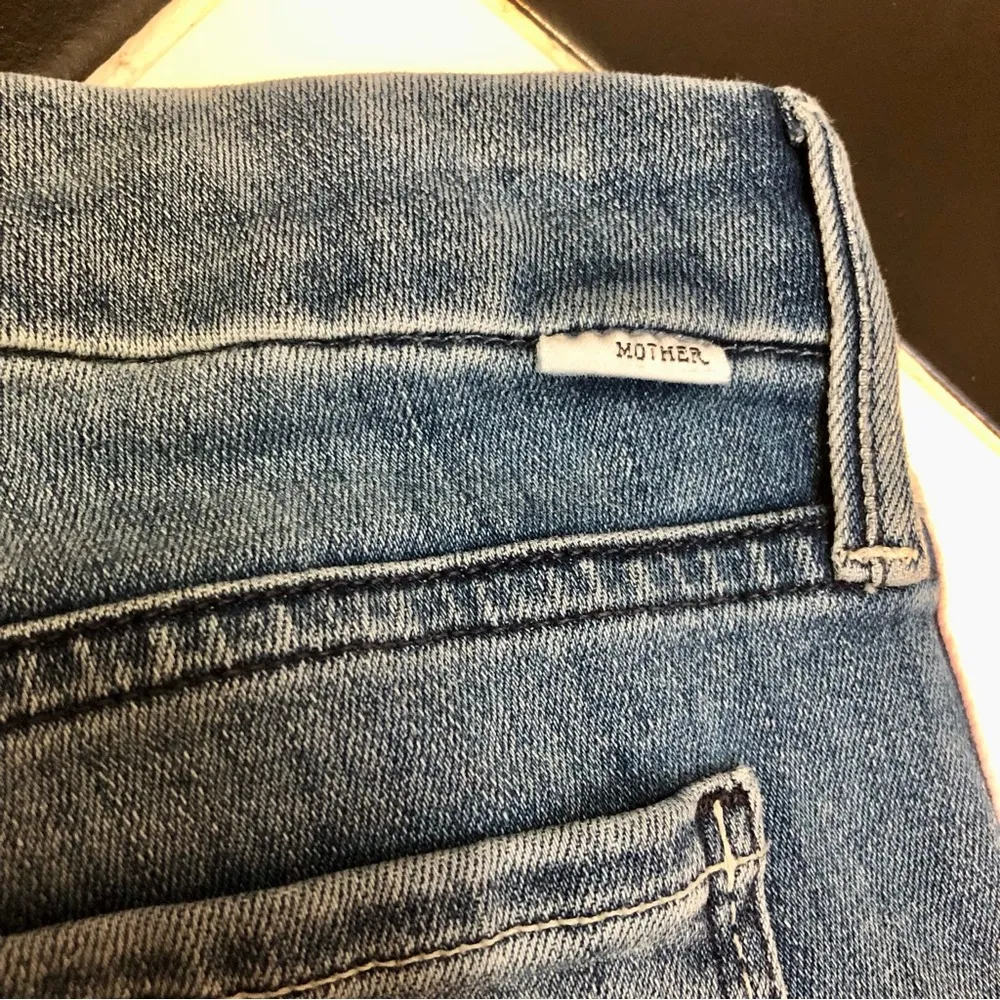 Mother Denim The Looker Ankle Fray Baby Pink Side Stripe Thunderstruck Moto sz28 - Image 11