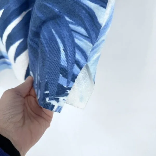 Talbots Tropical Blue & White Sweater V-Neck Size 2X Palm Print Plus‎ Coastal - Image 7