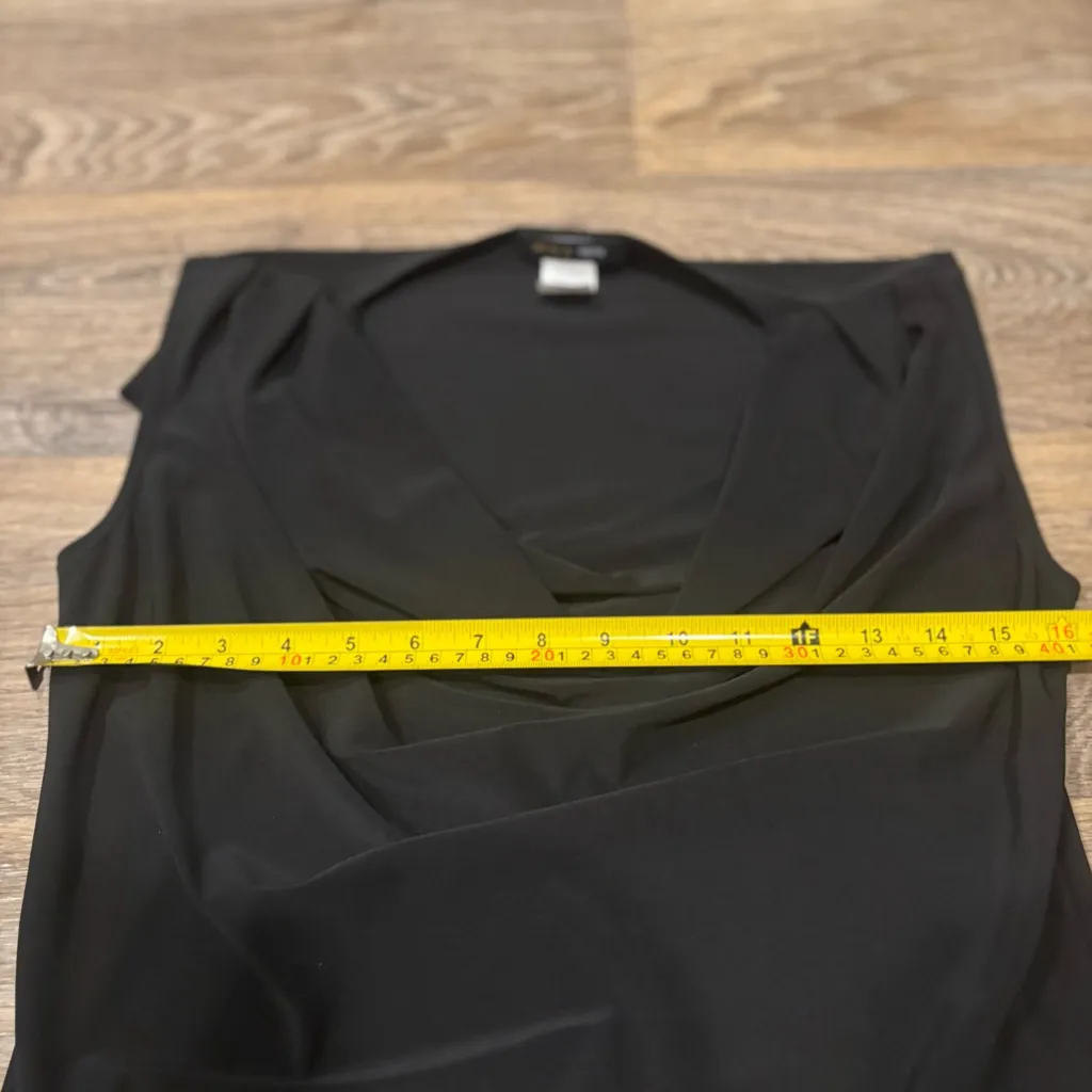 Jennie & Marlis Black Cowl Neck Sleeveless Top Medium Made in USA Minimalist - Image 5