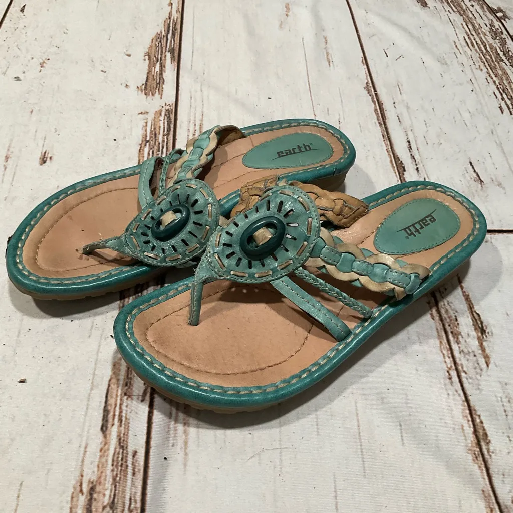 EARTH WANDER LEATHER TEAL SANDALS Size 8 - Image 9