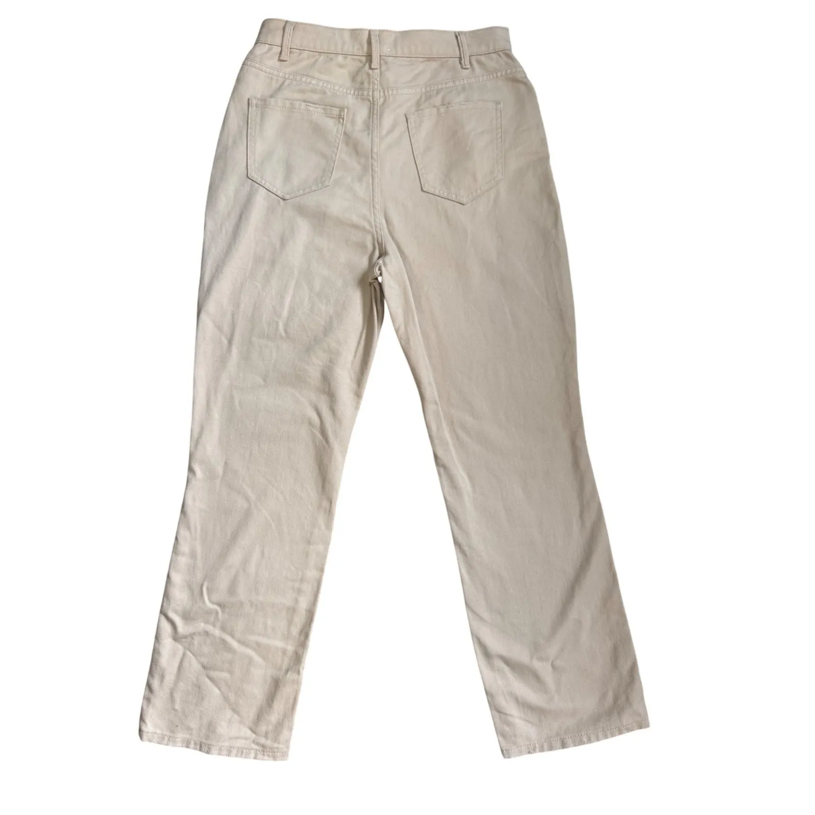 EVERY High Waisted Straight Jeans Beige Size 28 Cotton Classic Fit Tan - Image 2