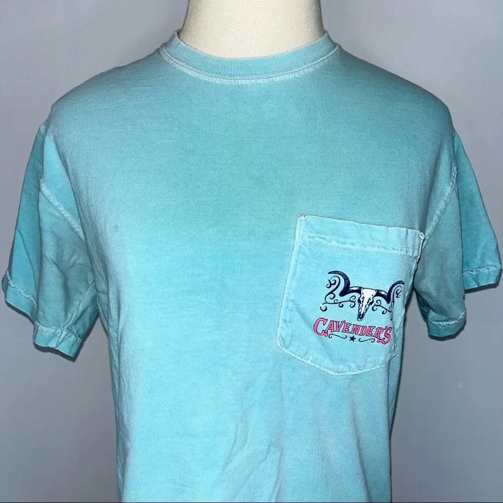 CAVENDERS // COMFORT COLORS Mint Blue Green Graphic Tee T-Shirt Small Cancer - Image 3