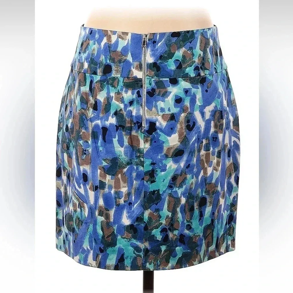 Ann Taylor Cotton Stretch Pencil Skirt Size 4 S Small Aqua Glaze Color EUC - Image 2