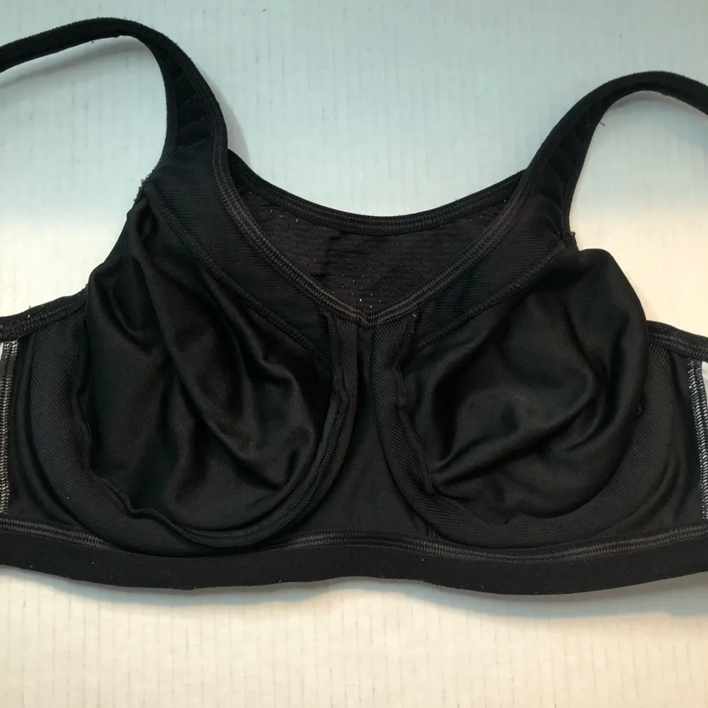 Glamorise Sports Bra Elite Performance Double Layer Black Pattern Sz 34D GUC - Image 9