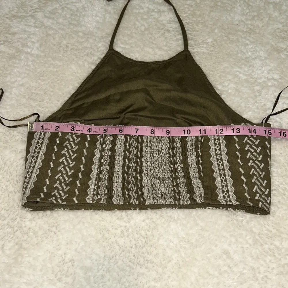 House of Harlow 1960 women small embroidered halter‎ top Green - Image 4