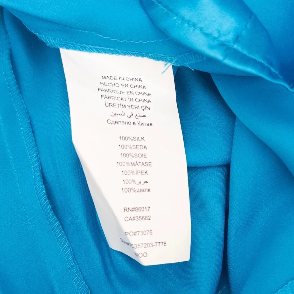 Bebe Women Silk Dress Size S Blue Satin Long Sleeve Tie Waist Romantic Y2K Party - Image 9