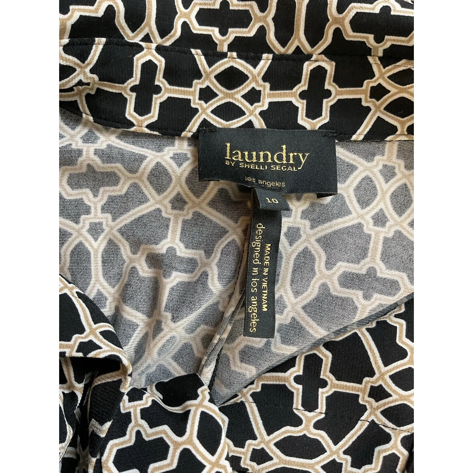 LAUNDRY By Shelli Segal Dress‎ Size 10 B&W Greek Key Print NEW With Tags $155 - Image 9