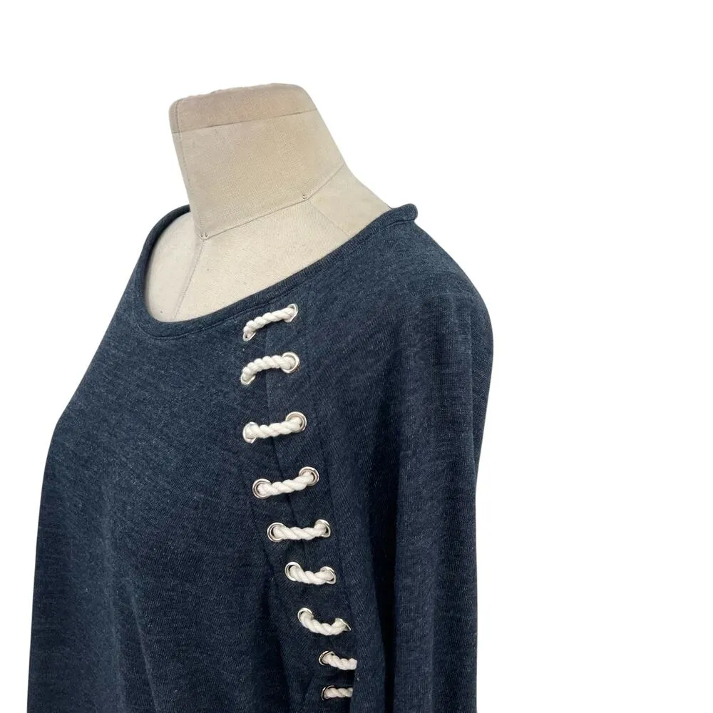 Generation Love Sweatshirt Top Long Sleeve Rope Lace-Up Navy Blue Size Medium - Image 6