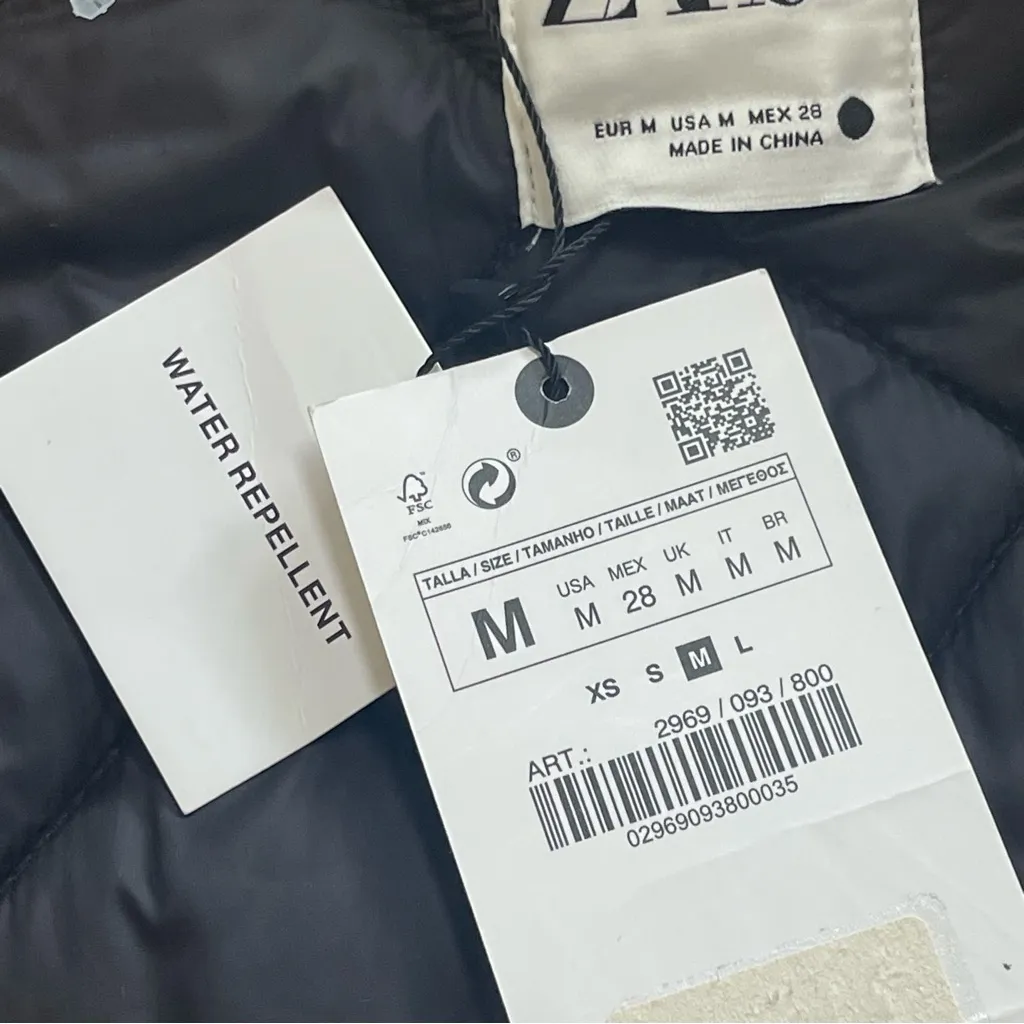 ZARA BLACK FAUX LEATHER PUFFER JACKET QUILTED LONG COAT SZ M OVERSIZED RARE - Image 12