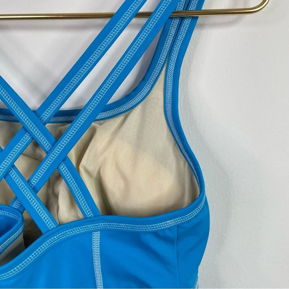 Lands End Bright Aqua Blue Strappy Modest Tankini Swim swimsuit top womens 8 M - Image 8