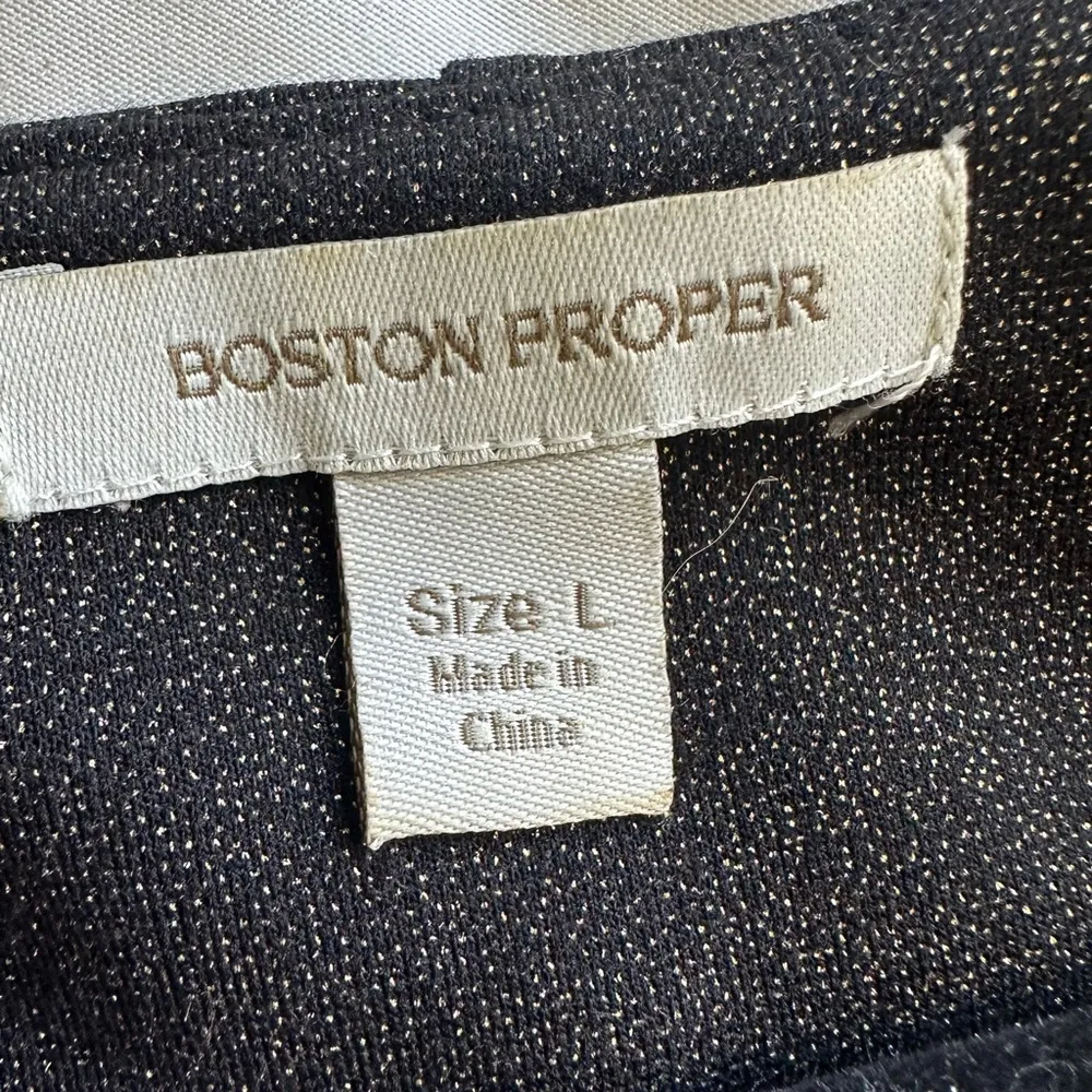 Boston Proper Speckled Metallic Bronze Fan Pleats Cap Sleeve Sheath Dress L - Image 8