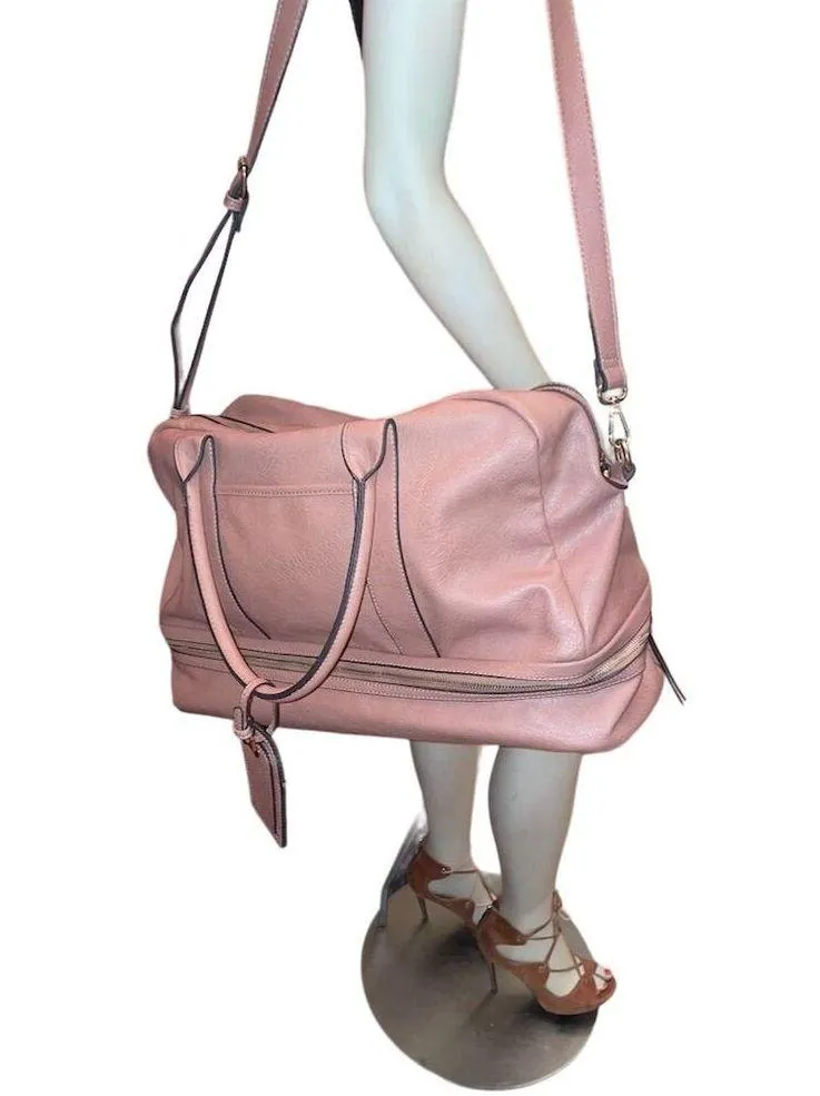 Sole Society Mason Blush Pink Vegan Leather Weekender Duffle Bag large - Image 9