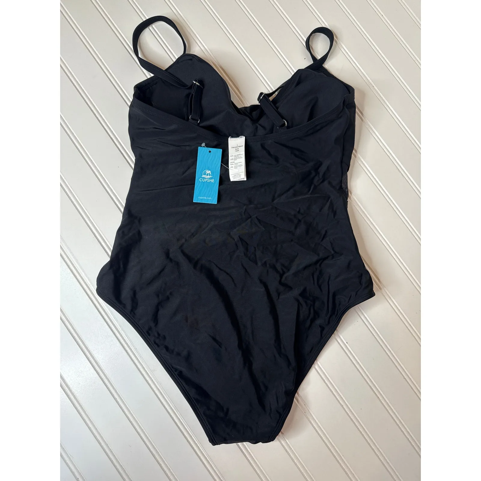NWT Cupshe One Piece Swimsuits -Lace Unveiled & Black Mesh 1-PC Swim Bundle Sz L - Image 6