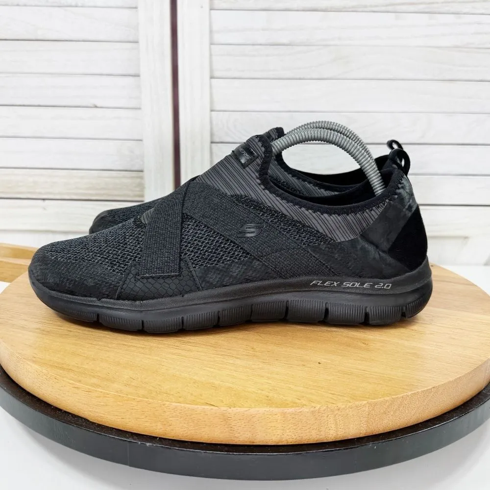 Skechers Flex Appeal 2.0‎ Slip Pn Comfort Sneakers Black Grey 9.5 Womens - Image 3