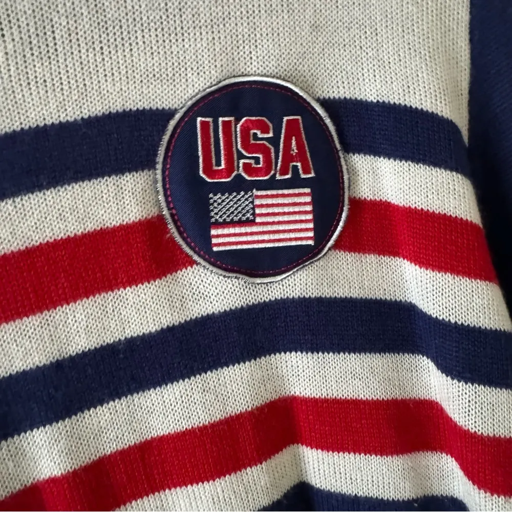Tipsy Elves USA Olympic USA Patch Stars Stripes Red Blue Crewneck Knit Sweater - Image 5