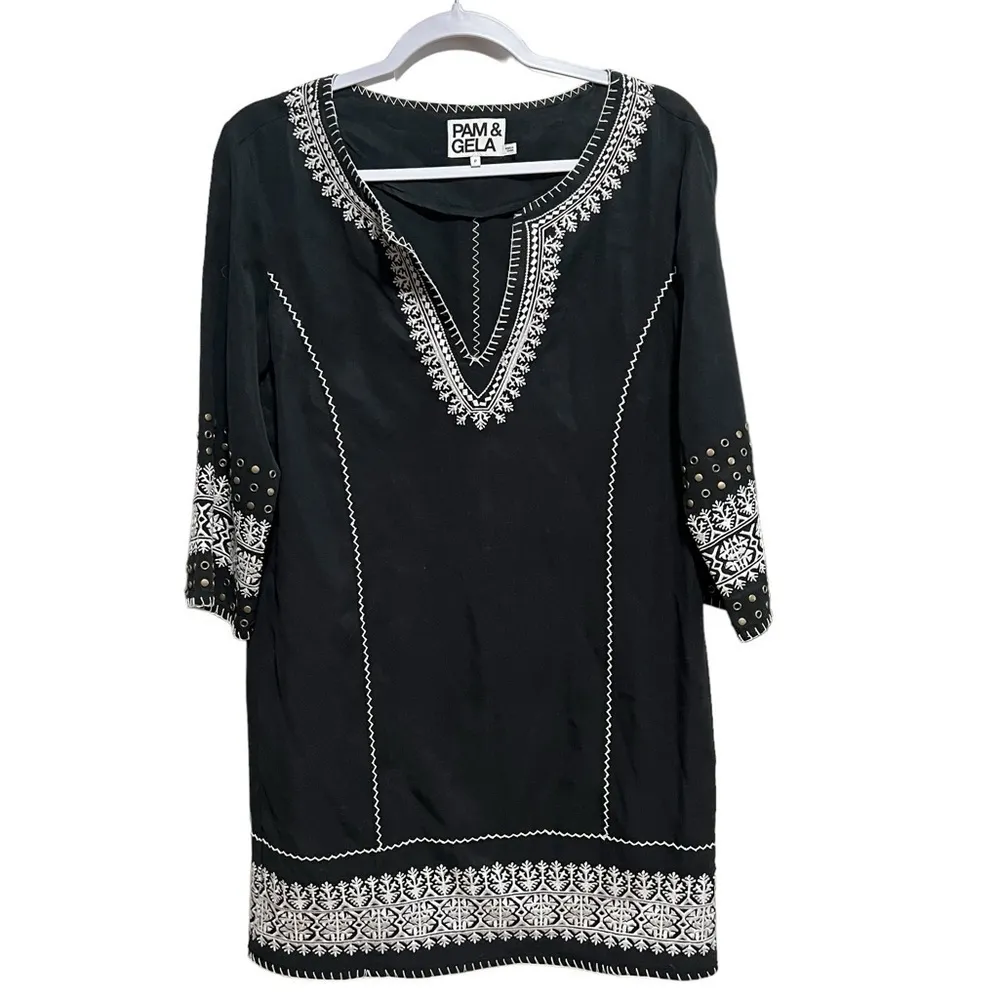 Pam & Gela Embroidered Tunic in Black, New with out Tags - Image 2