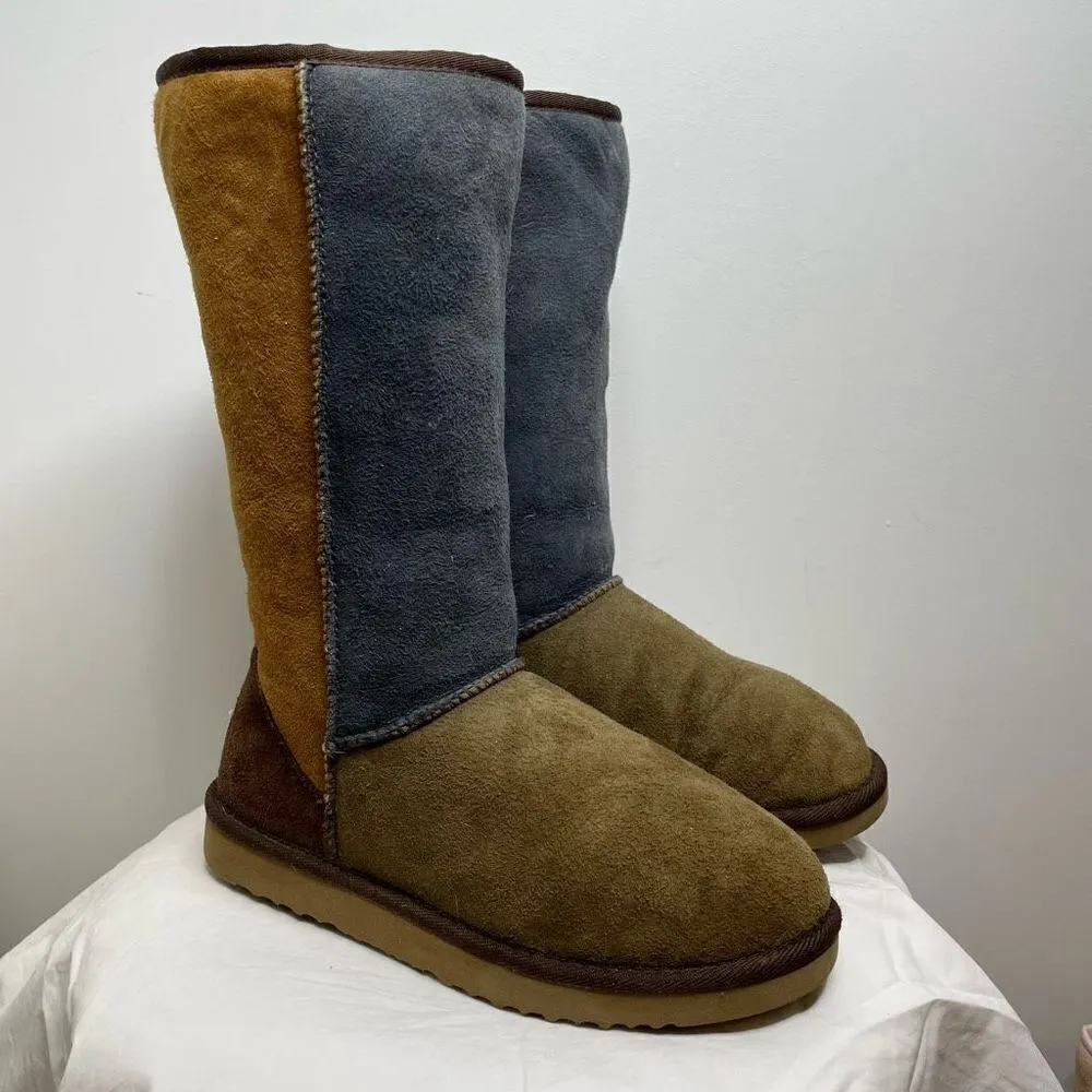 UGG Classic Tall 5818 Leather Sheepskin Shearling Winter Boots‎ Color Block W7 7 - Image 10