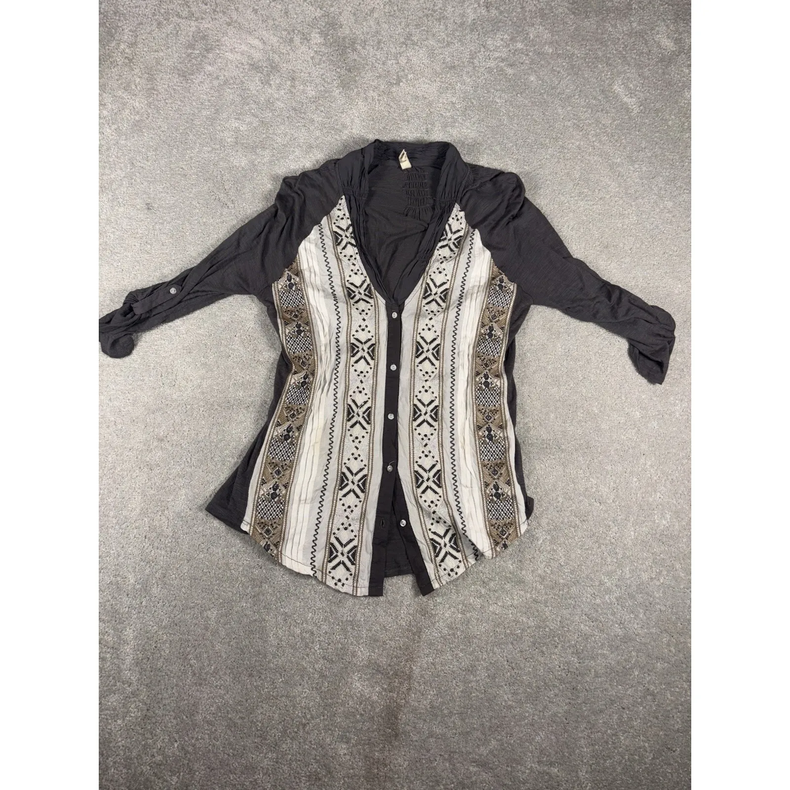 Anthropologie Tiny brand embroidered tunic blouse button up xs - Image 3