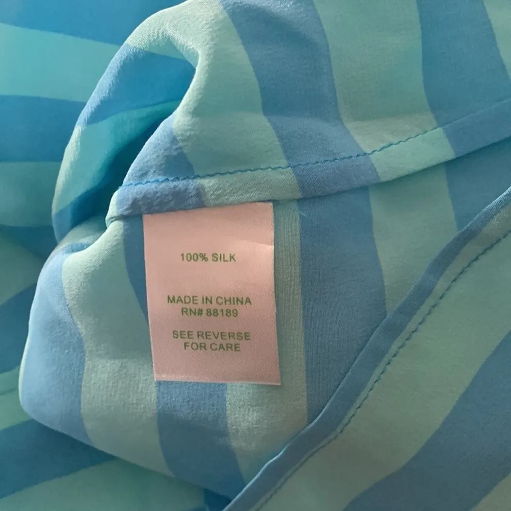 Lilly Pulitzer womens xs silk elsa top stripe blue coastal prep cute - Image 7