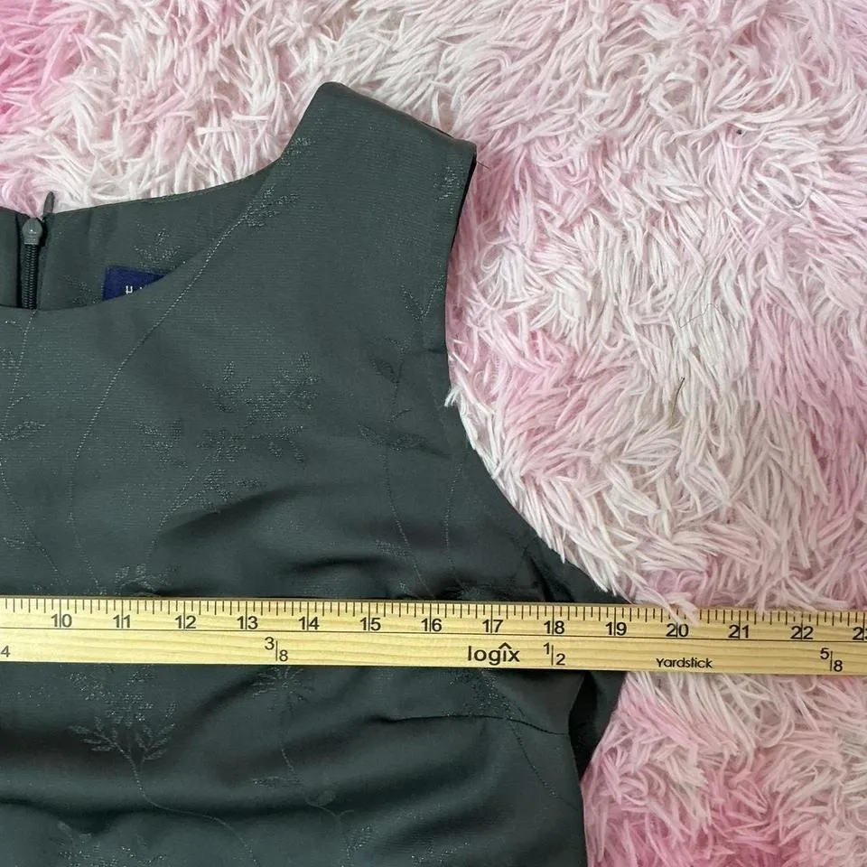 Hillard &‎ Hanson Sleeveless Gray Floral Embossed Dress Party Cocktail Career - Image 3