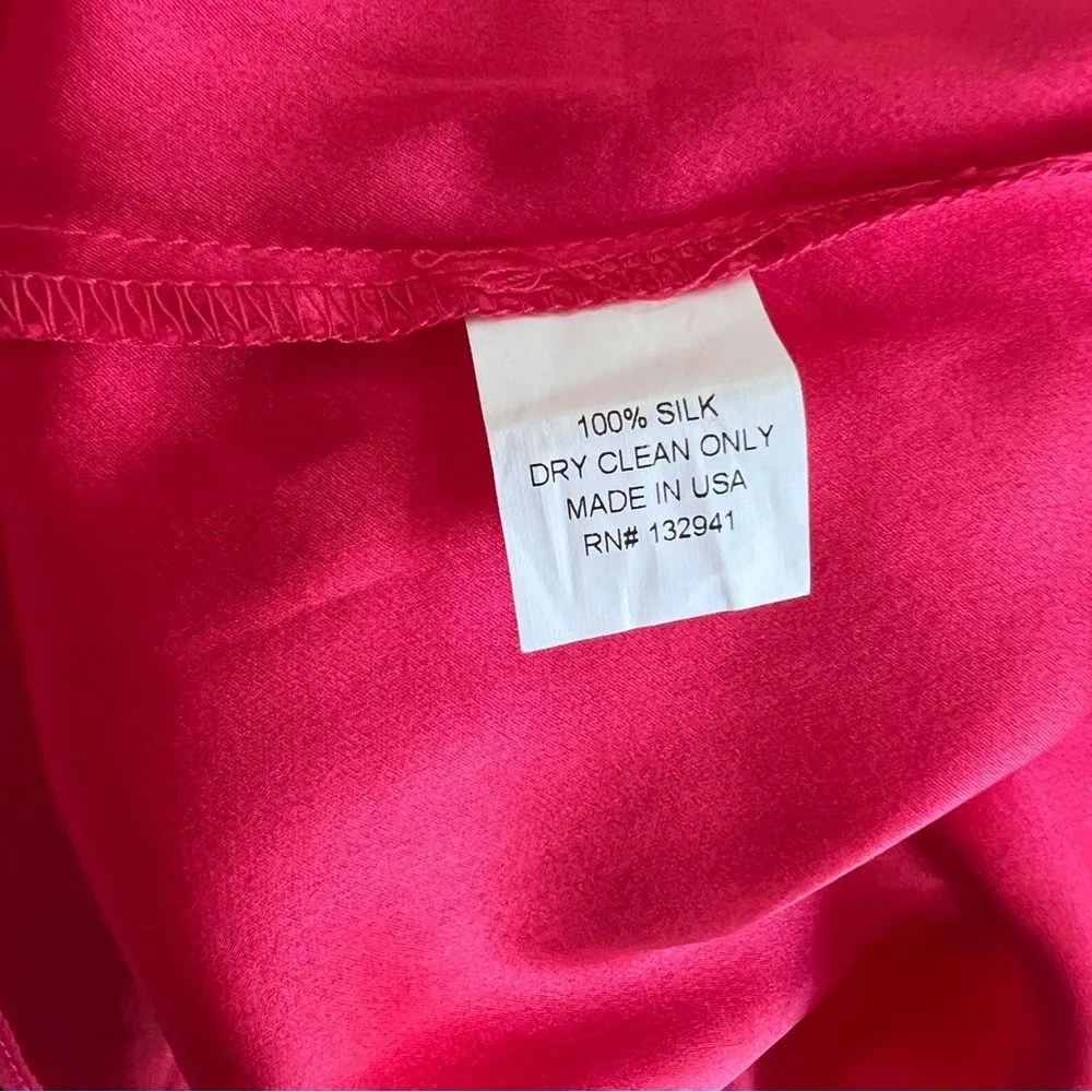 Amanda Uprichard 100% Silk Red Waist Tie Shirt Mini Dress Size Small - Image 9