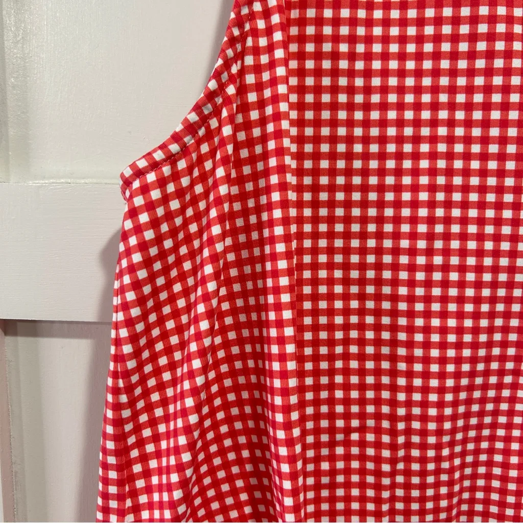 J McLaughlin Red & White Gingham Sleeveless Button Down Shirt Tank Top Size L - Image 6