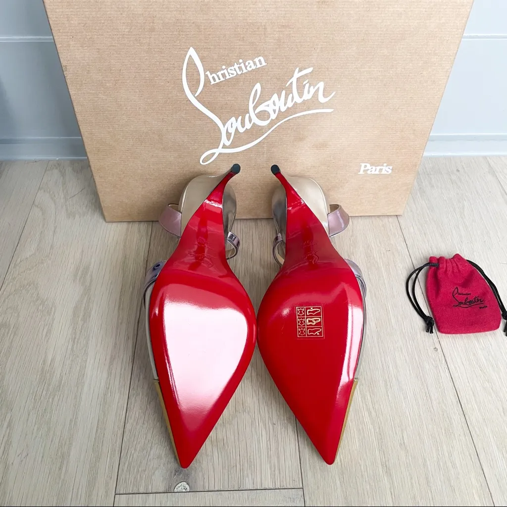 NWT Christian Louboutin Metallic 100mm Platina Specchio Leather Pumps Heels - Image 12